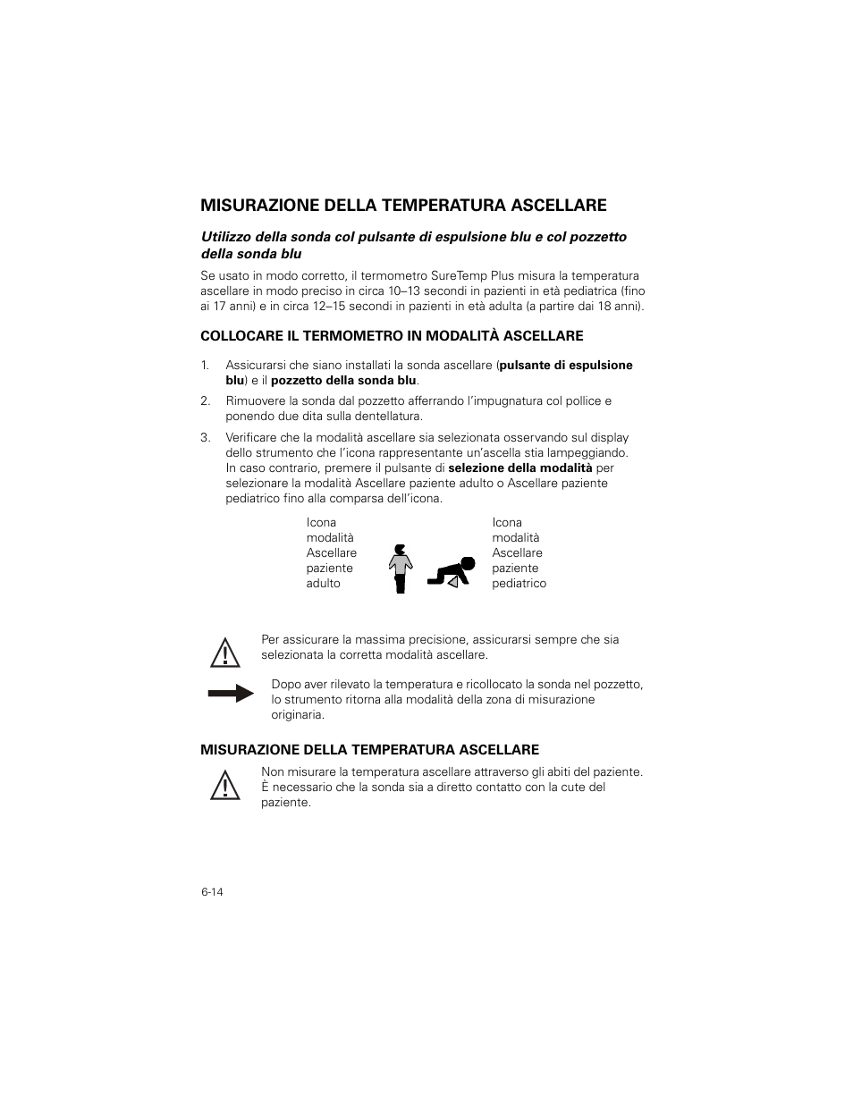 Misurazione della temperatura ascellare, Misurazione della temperatura ascellare -14 | Welch Allyn SureTemp Plus - User Manual User Manual | Page 164 / 294