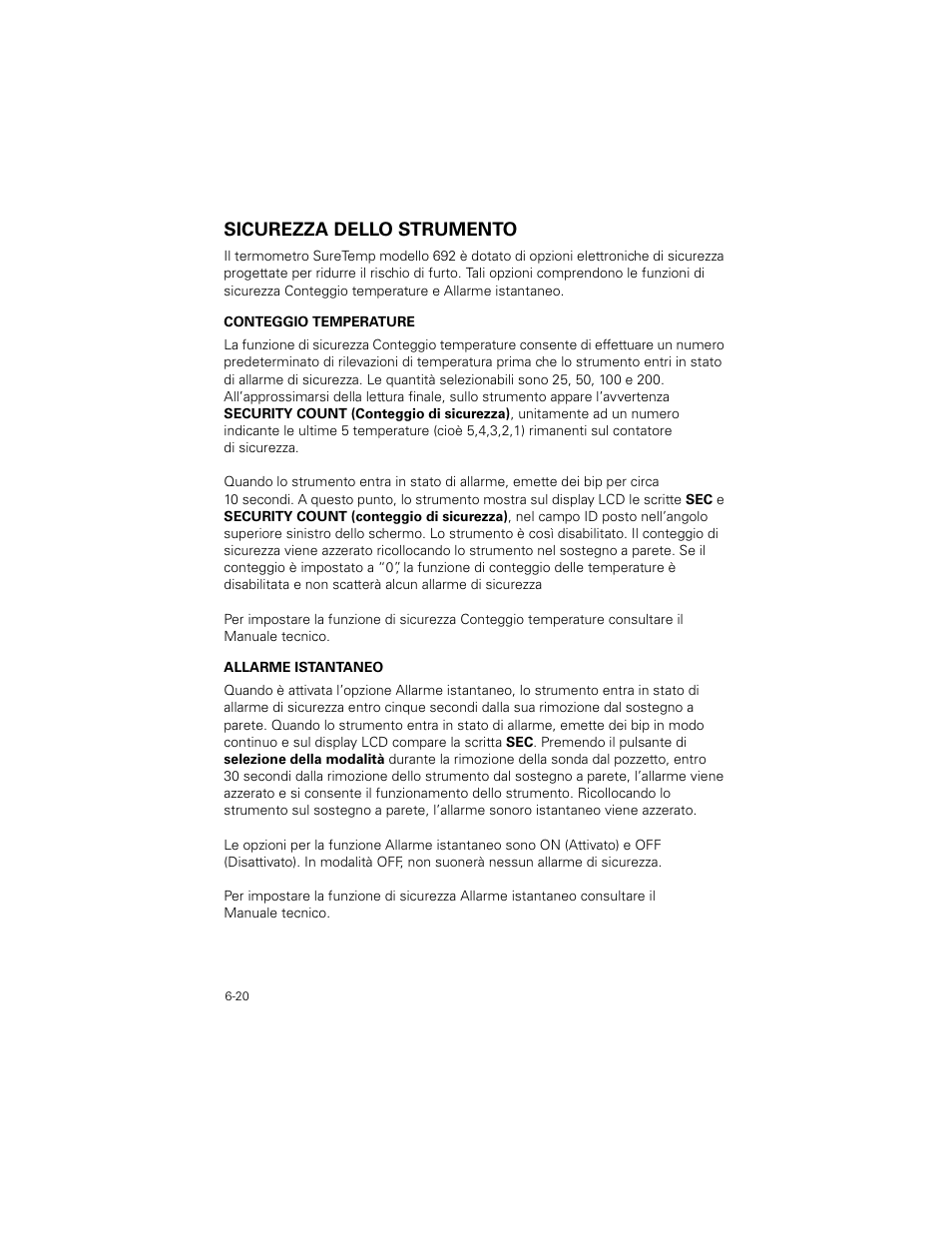 Sicurezza dello strumento, Sicurezza dello strumento -20 | Welch Allyn SureTemp Plus - User Manual User Manual | Page 170 / 294