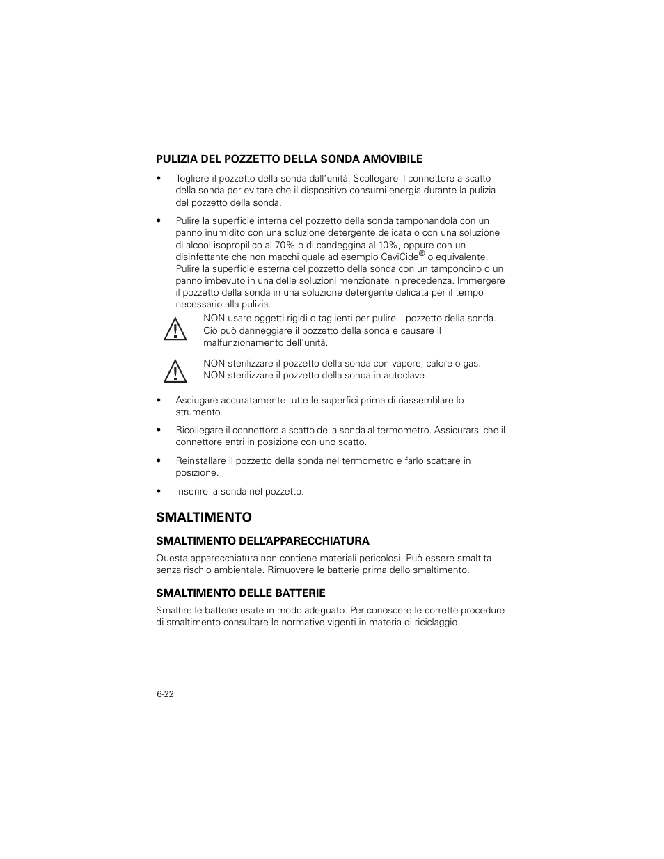 Smaltimento, Smaltimento -22 | Welch Allyn SureTemp Plus - User Manual User Manual | Page 172 / 294