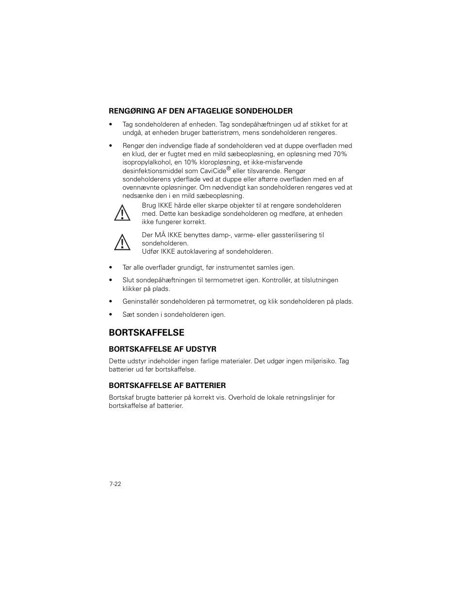 Bortskaffelse, Bortskaffelse -22 | Welch Allyn SureTemp Plus - User Manual User Manual | Page 202 / 294
