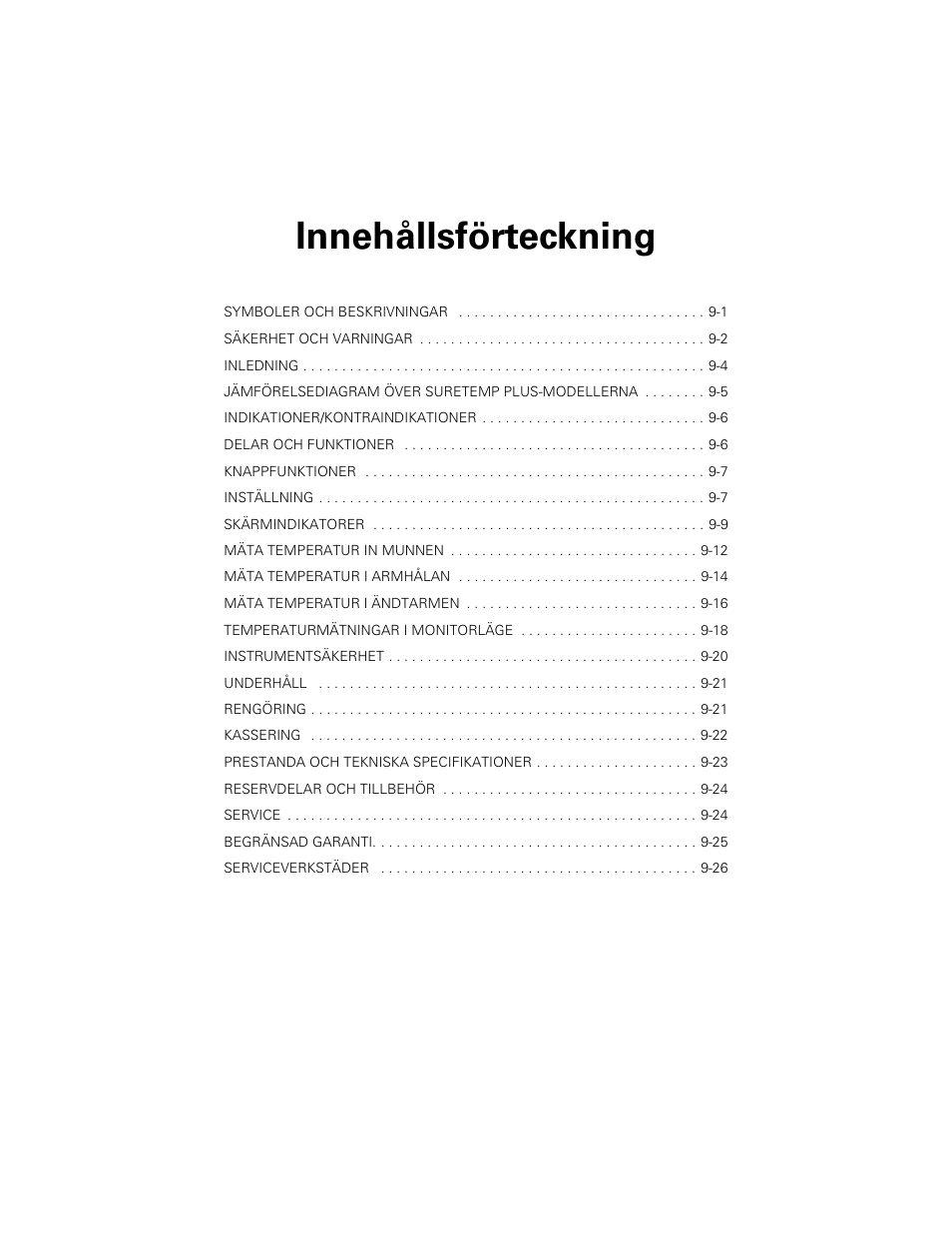 Innehållsförteckning | Welch Allyn SureTemp Plus - User Manual User Manual | Page 237 / 294