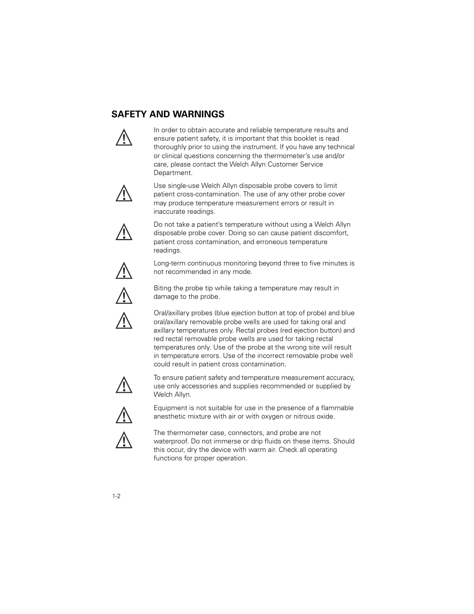 Safety and warnings | Welch Allyn SureTemp Plus - User Manual User Manual | Page 5 / 294