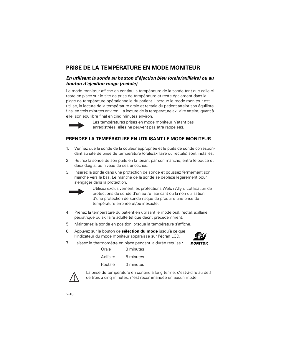 Prise de la température en mode moniteur, Prise de la température en mode moniteur -18 | Welch Allyn SureTemp Plus - User Manual User Manual | Page 50 / 294