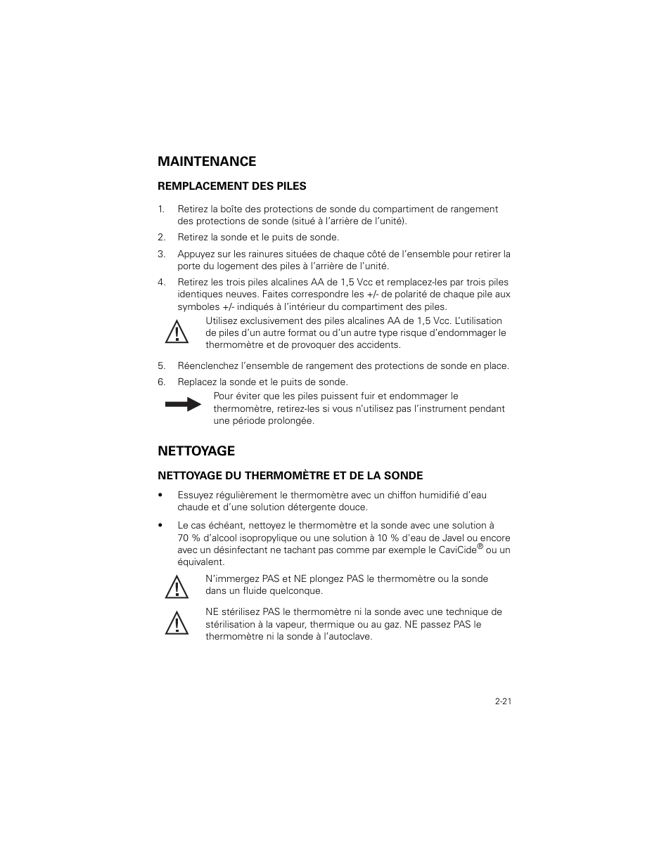 Maintenance, Nettoyage, Maintenance -21 | Nettoyage -21 | Welch Allyn SureTemp Plus - User Manual User Manual | Page 53 / 294
