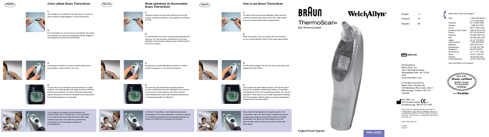 Welch Allyn PRO 4000 Ear Temperatures with the Braun ThermoScan - User Manual User Manual | 21 pages