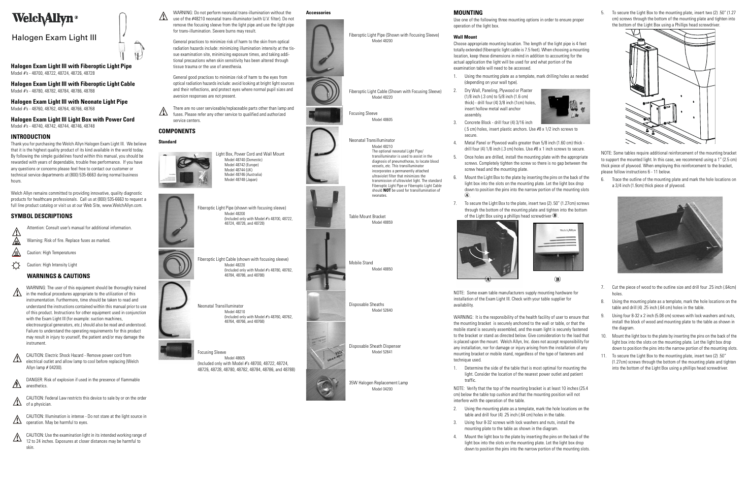 Welch Allyn Halogen Exam Light III - User Manual User Manual | 18 pages