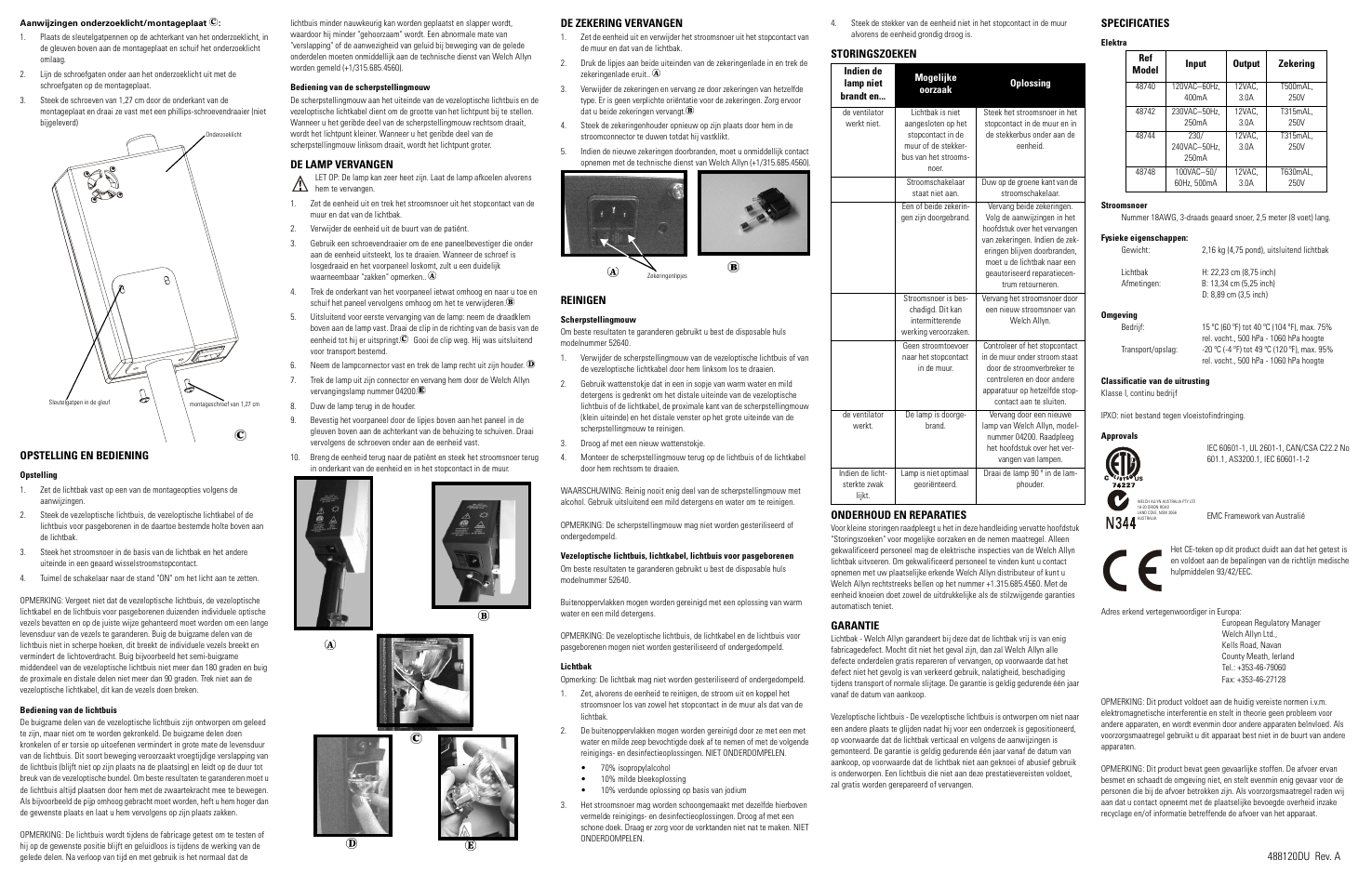 Welch Allyn Halogen Exam Light III - User Manual User Manual | Page 12 / 18
