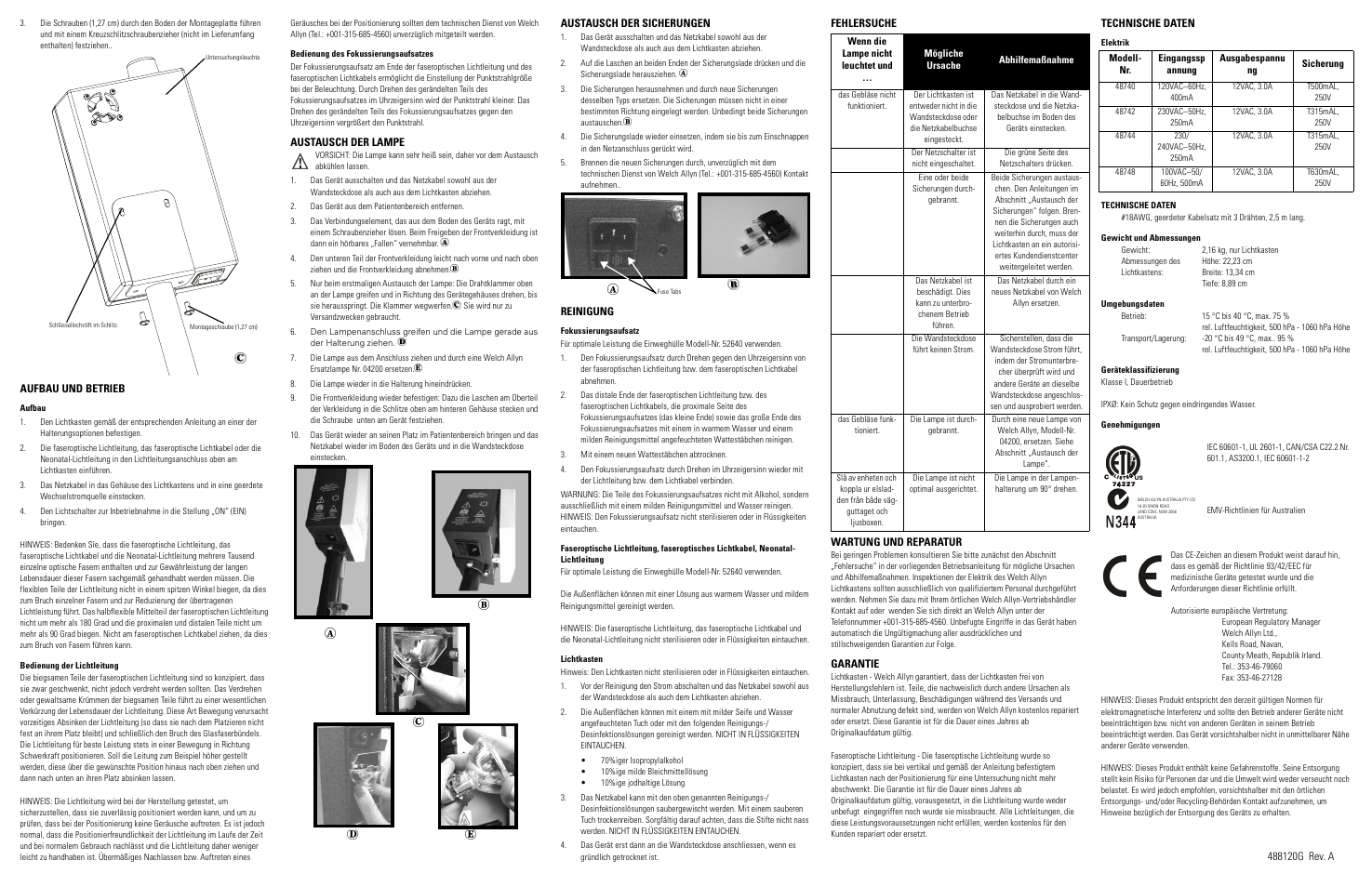 Welch Allyn Halogen Exam Light III - User Manual User Manual | Page 14 / 18