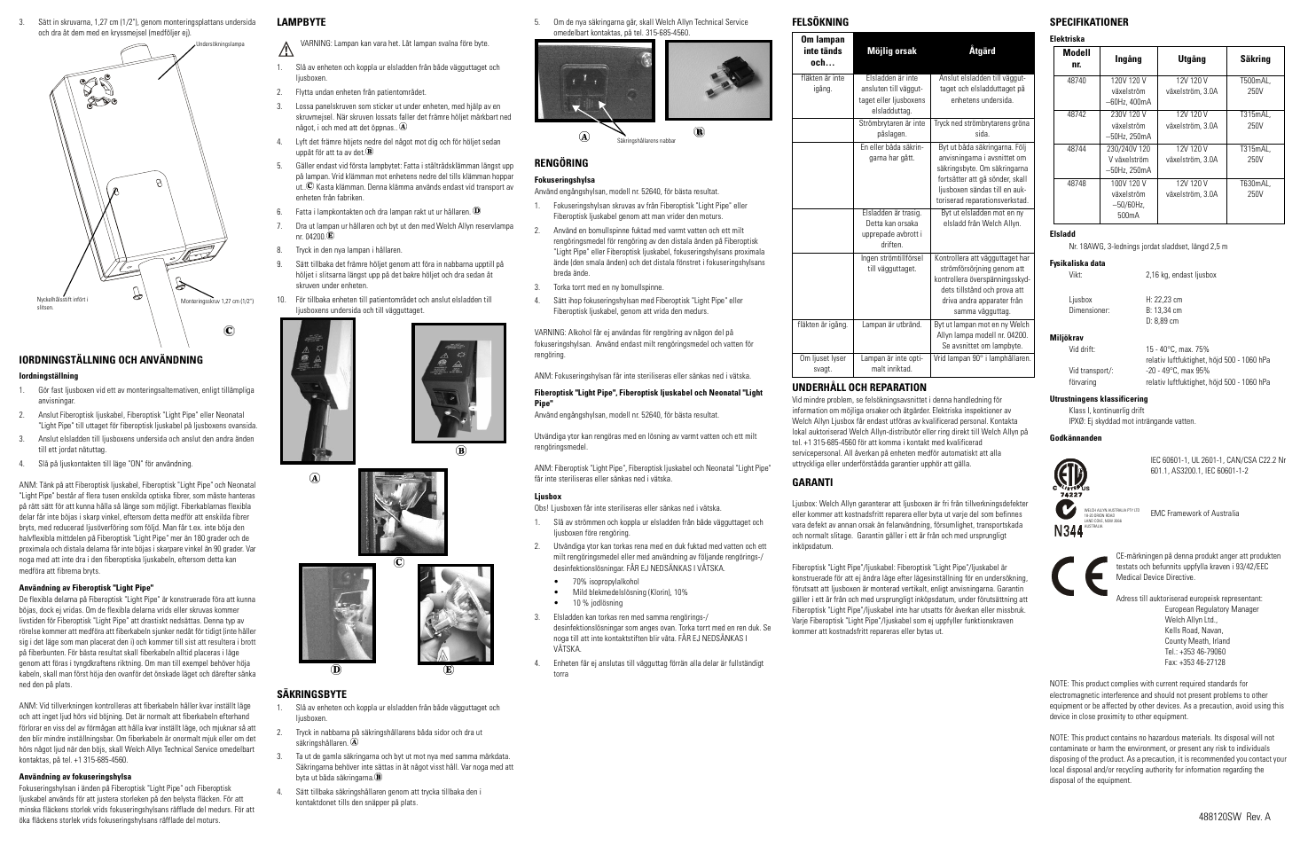 Welch Allyn Halogen Exam Light III - User Manual User Manual | Page 18 / 18