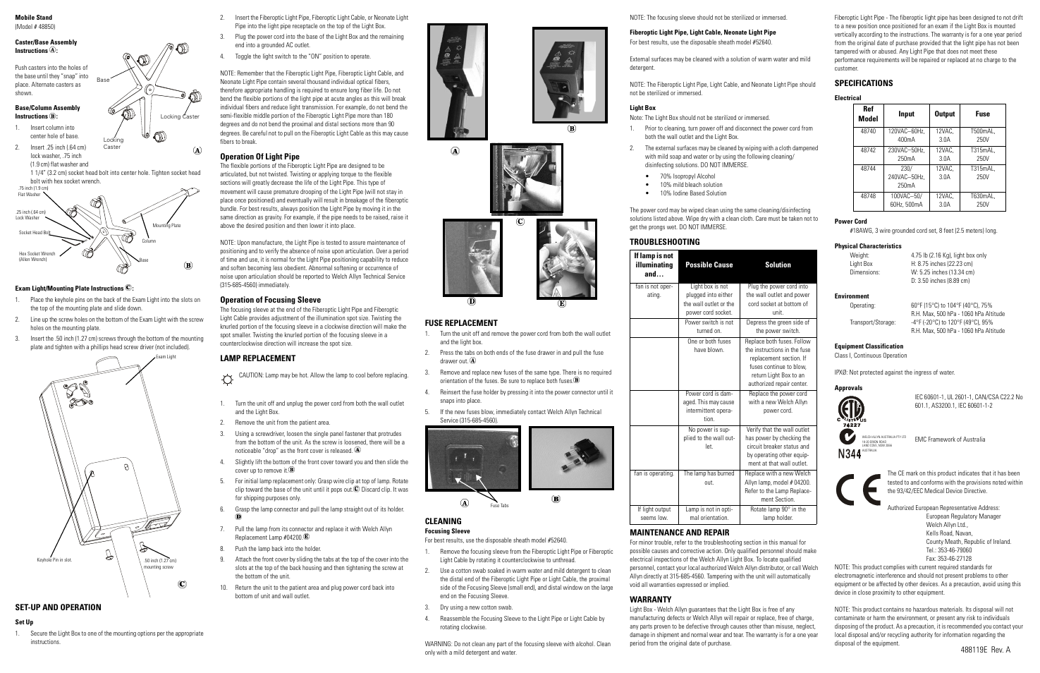 Welch Allyn Halogen Exam Light III - User Manual User Manual | Page 2 / 18