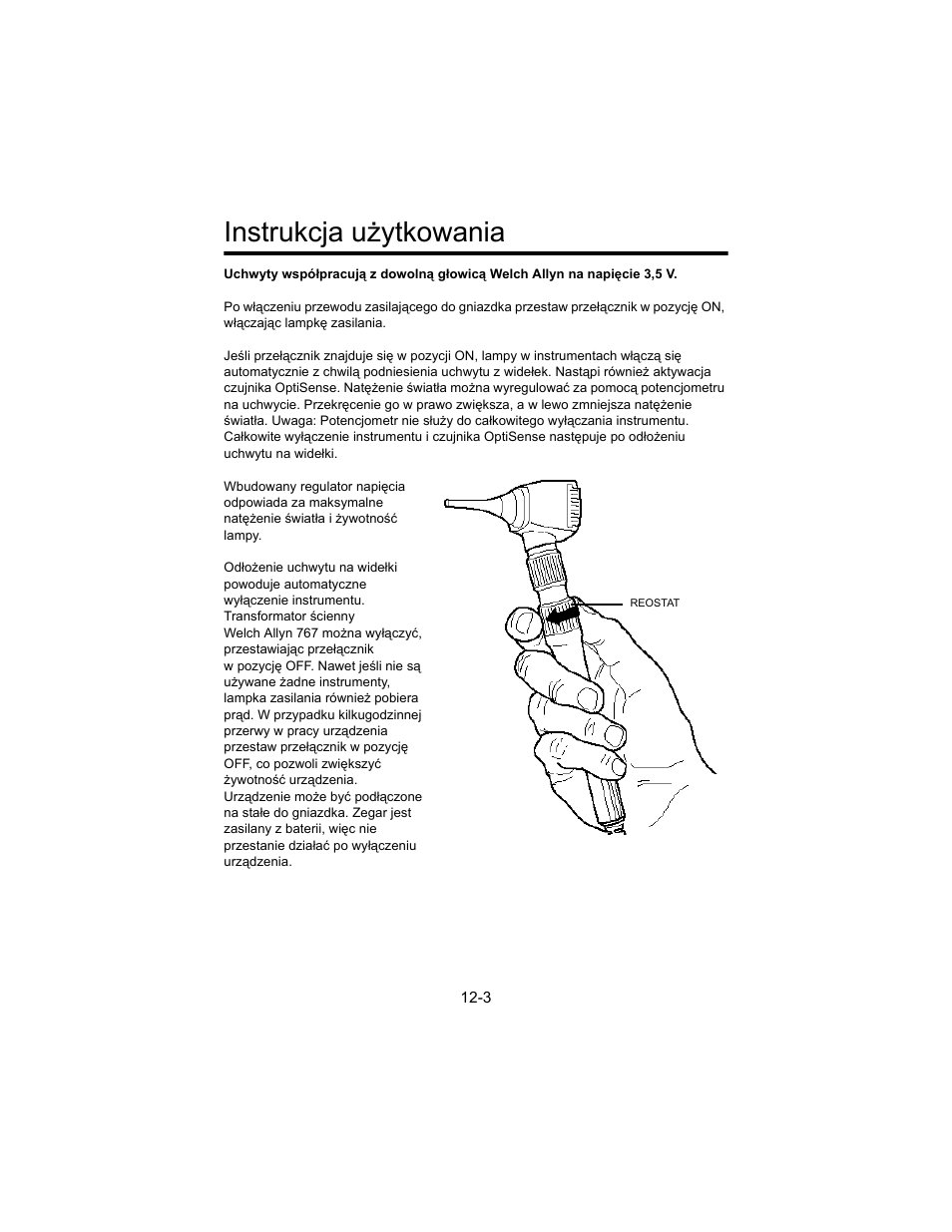 Instrukcja u¿ytkowania, Instrukcja użytkowania | Welch Allyn 767 Diagnostic System - User Manual User Manual | Page 117 / 136