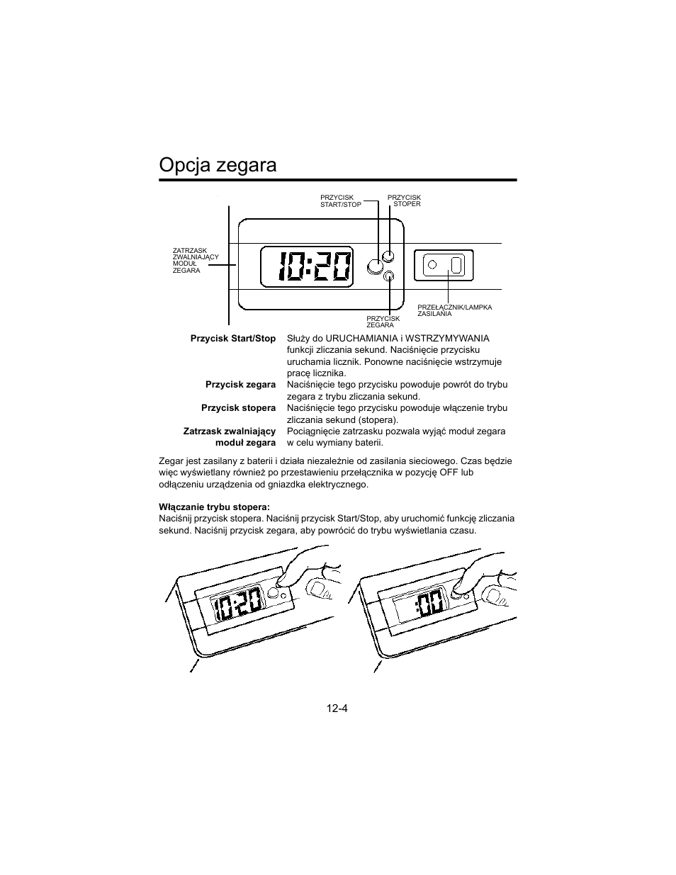 Opcja zegara | Welch Allyn 767 Diagnostic System - User Manual User Manual | Page 118 / 136