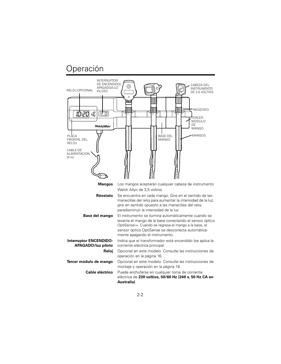 Operación | Welch Allyn 767 Diagnostic System - User Manual User Manual | Page 16 / 136