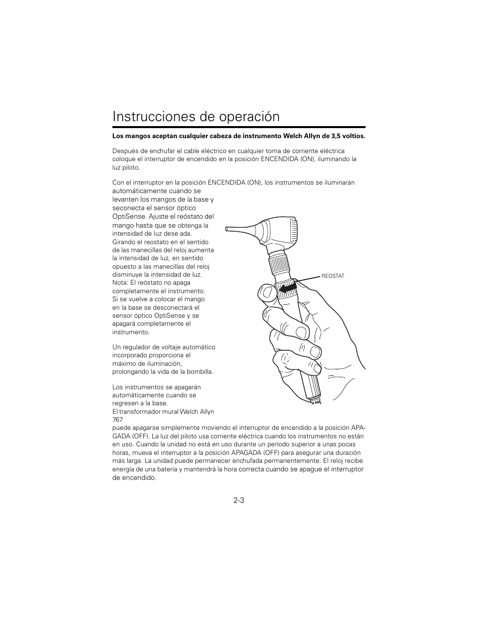 Instrucciones de operación | Welch Allyn 767 Diagnostic System - User Manual User Manual | Page 17 / 136