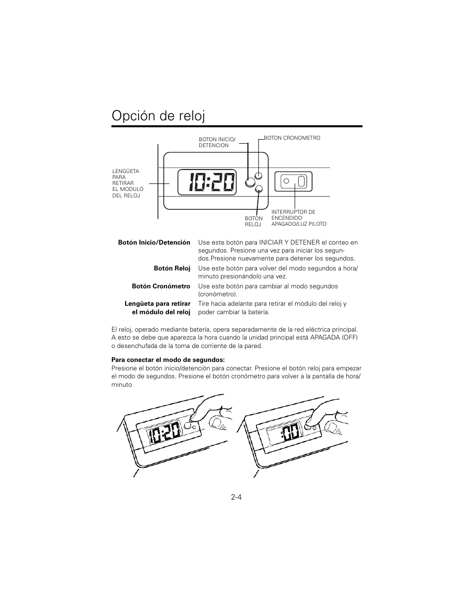 Opción de reloj | Welch Allyn 767 Diagnostic System - User Manual User Manual | Page 18 / 136
