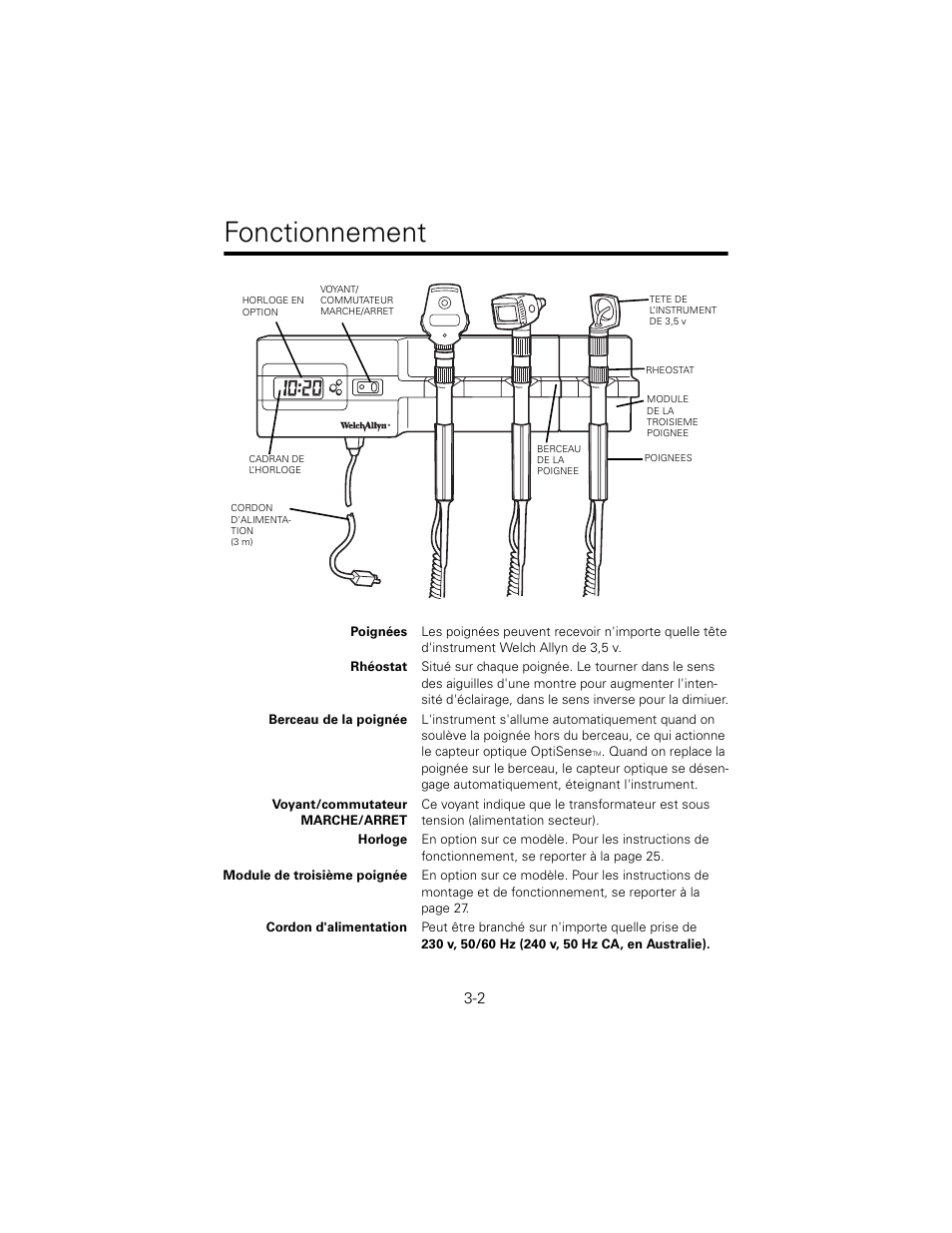 Fonctionnement | Welch Allyn 767 Diagnostic System - User Manual User Manual | Page 26 / 136