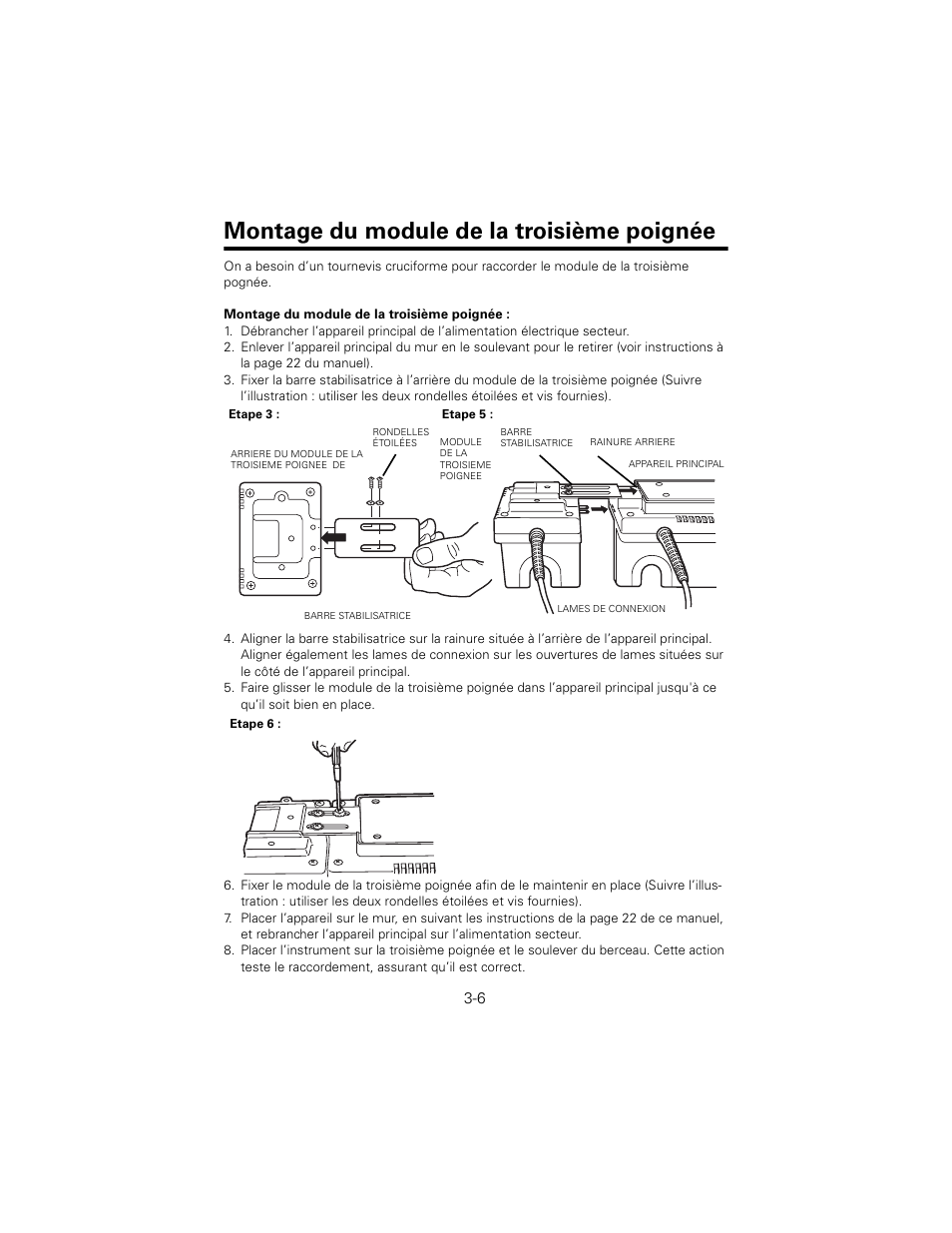 Montage du module de la troisième poignée | Welch Allyn 767 Diagnostic System - User Manual User Manual | Page 30 / 136