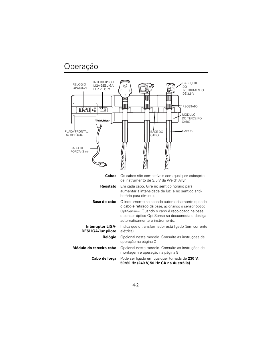 Operação | Welch Allyn 767 Diagnostic System - User Manual User Manual | Page 36 / 136