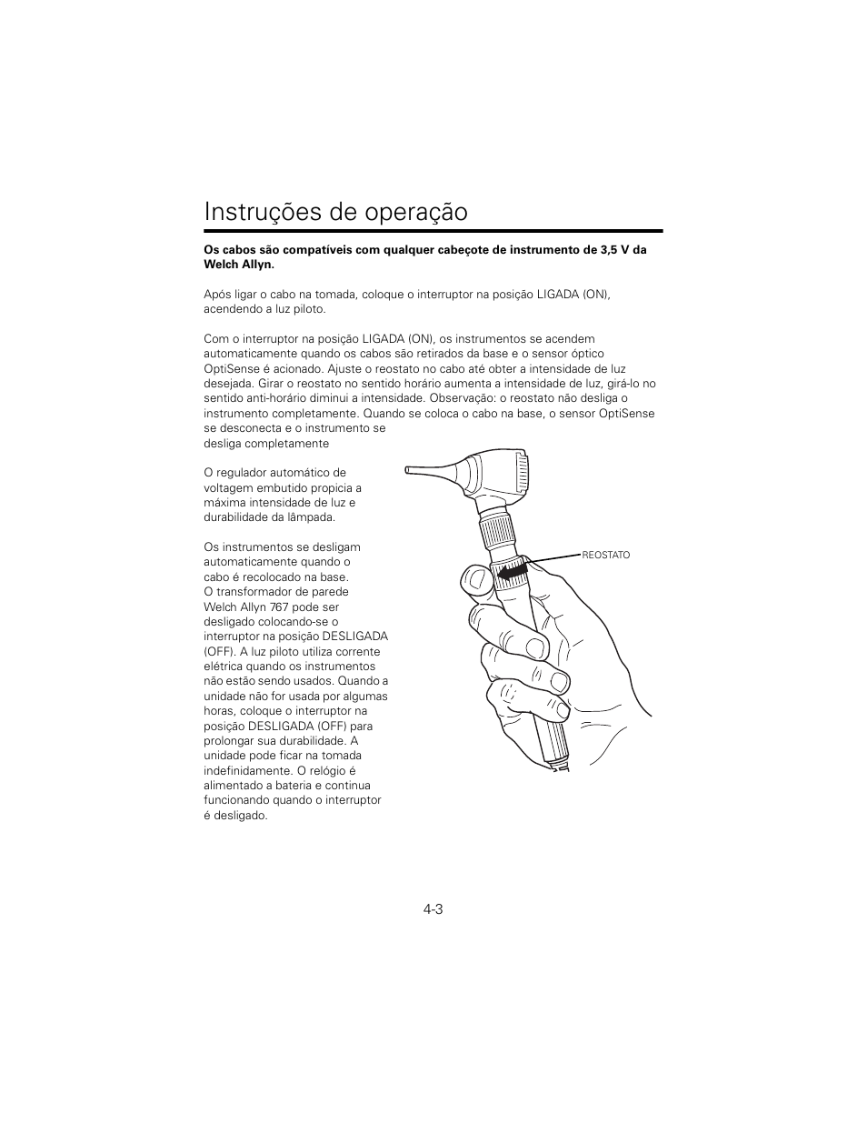 Instruções de operação | Welch Allyn 767 Diagnostic System - User Manual User Manual | Page 37 / 136