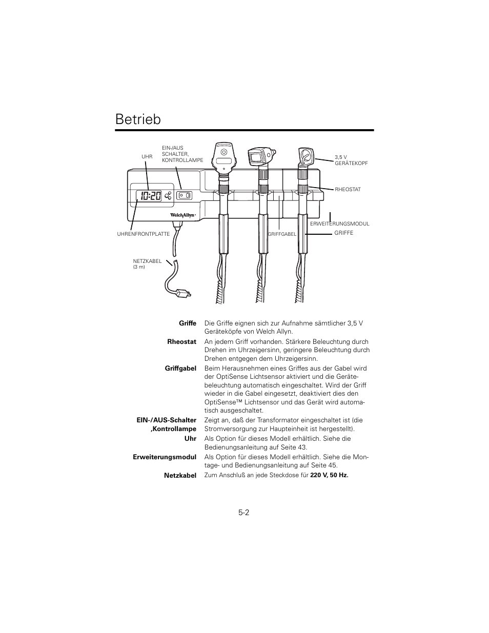 Betrieb | Welch Allyn 767 Diagnostic System - User Manual User Manual | Page 46 / 136