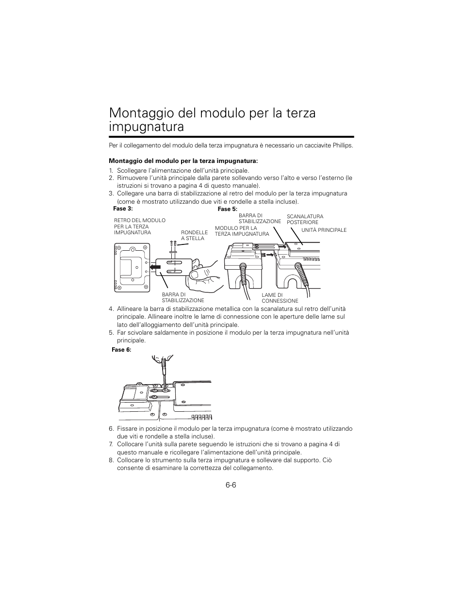 Montaggio del modulo per la terza impugnatura, Scollegare l’alimentazione dell’unità principale | Welch Allyn 767 Diagnostic System - User Manual User Manual | Page 60 / 136
