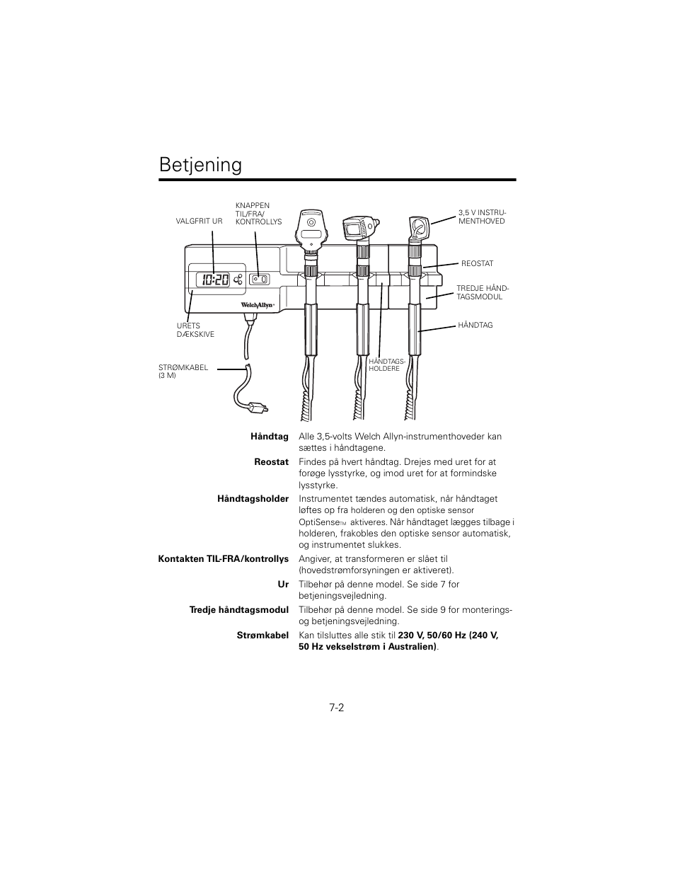 Betjening | Welch Allyn 767 Diagnostic System - User Manual User Manual | Page 66 / 136