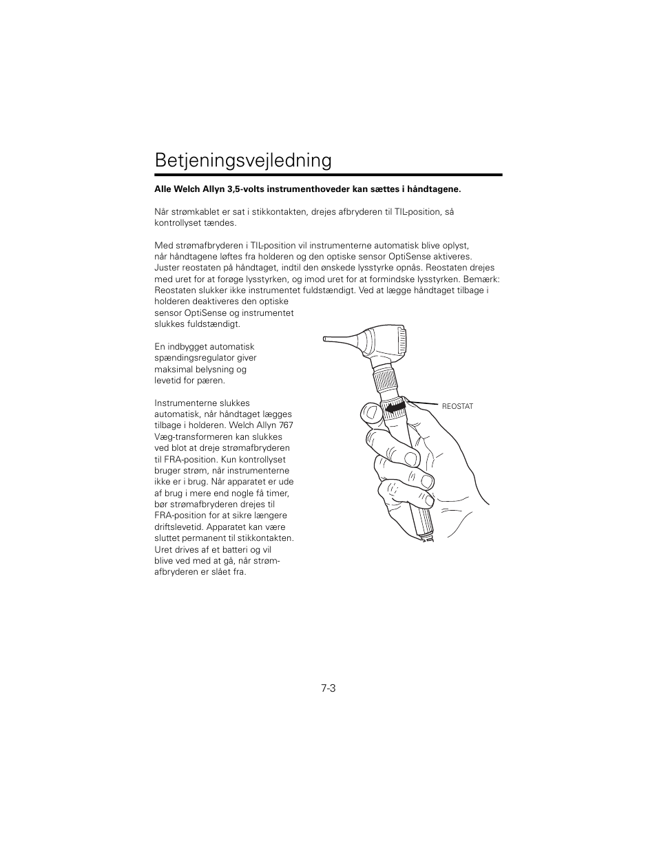 Betjeningsvejledning | Welch Allyn 767 Diagnostic System - User Manual User Manual | Page 67 / 136