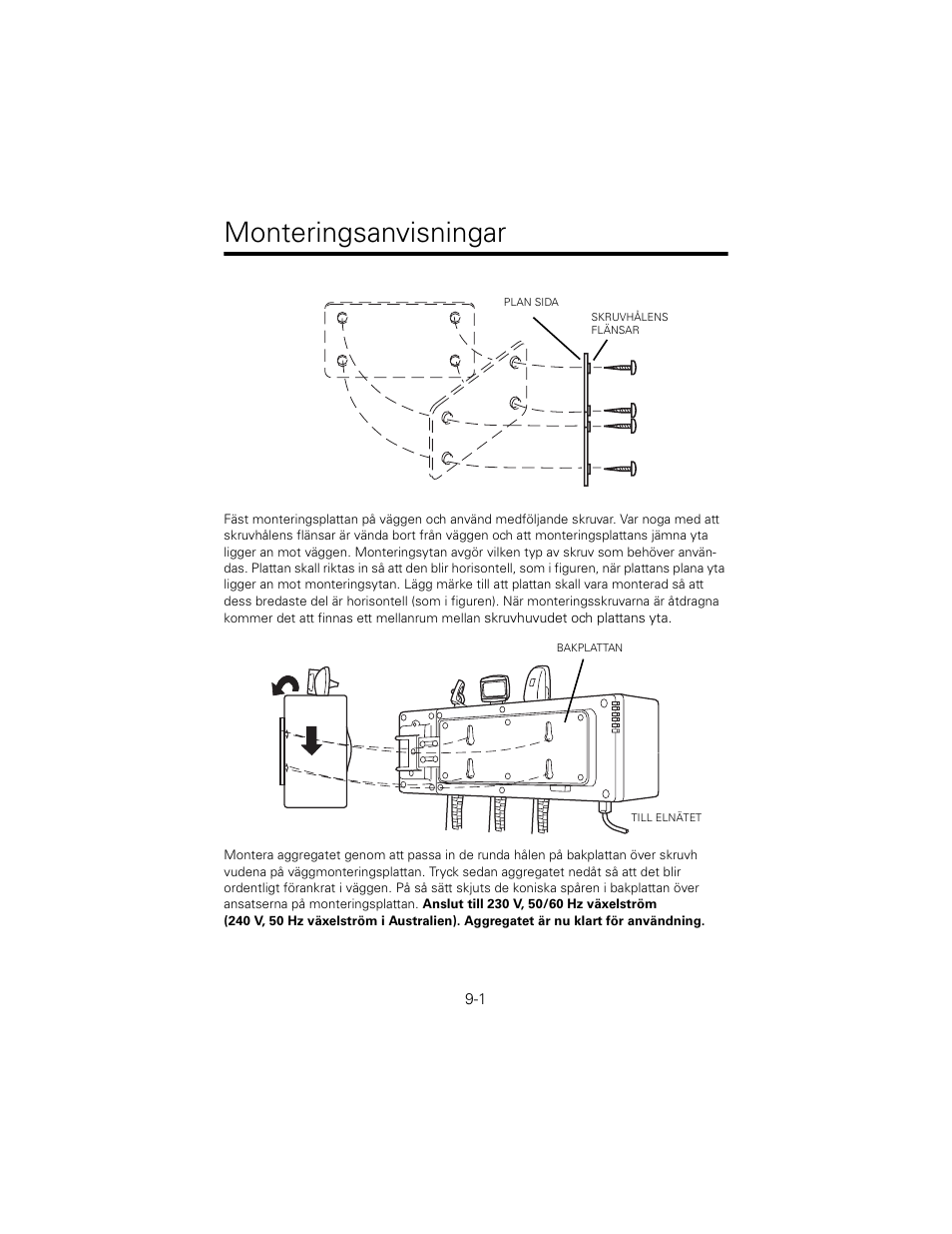 Monteringsanvisningar | Welch Allyn 767 Diagnostic System - User Manual User Manual | Page 85 / 136