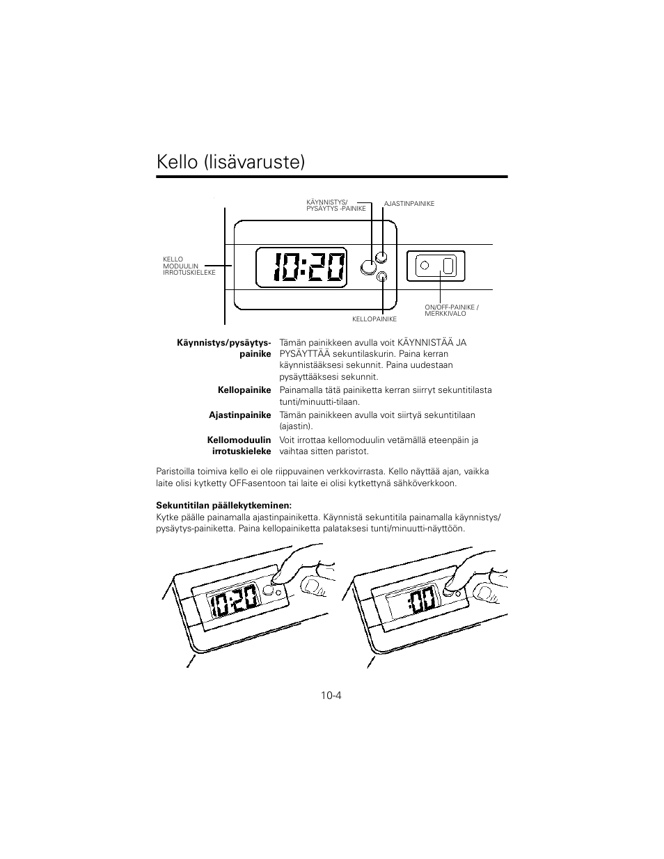 Kello (lisävaruste) | Welch Allyn 767 Diagnostic System - User Manual User Manual | Page 98 / 136