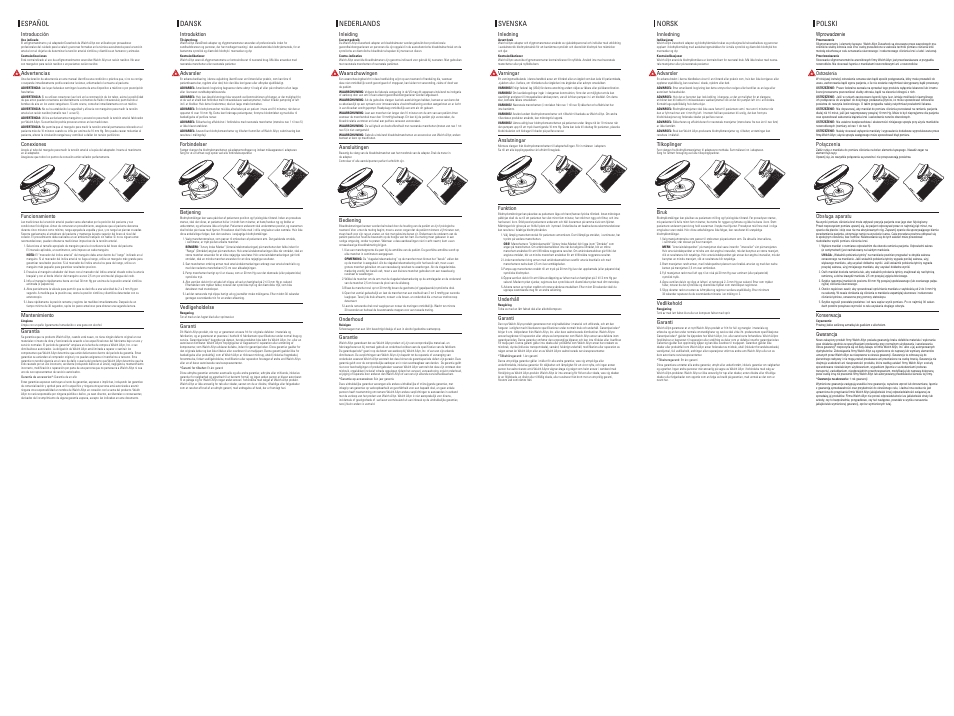 Español, Dansk, Nederlands | Svenska, Norsk, Polski | Welch Allyn Durashock Adapter - User Manual User Manual | Page 2 / 2