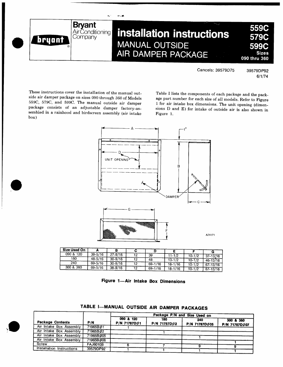 Bryant 599C User Manual | 2 pages