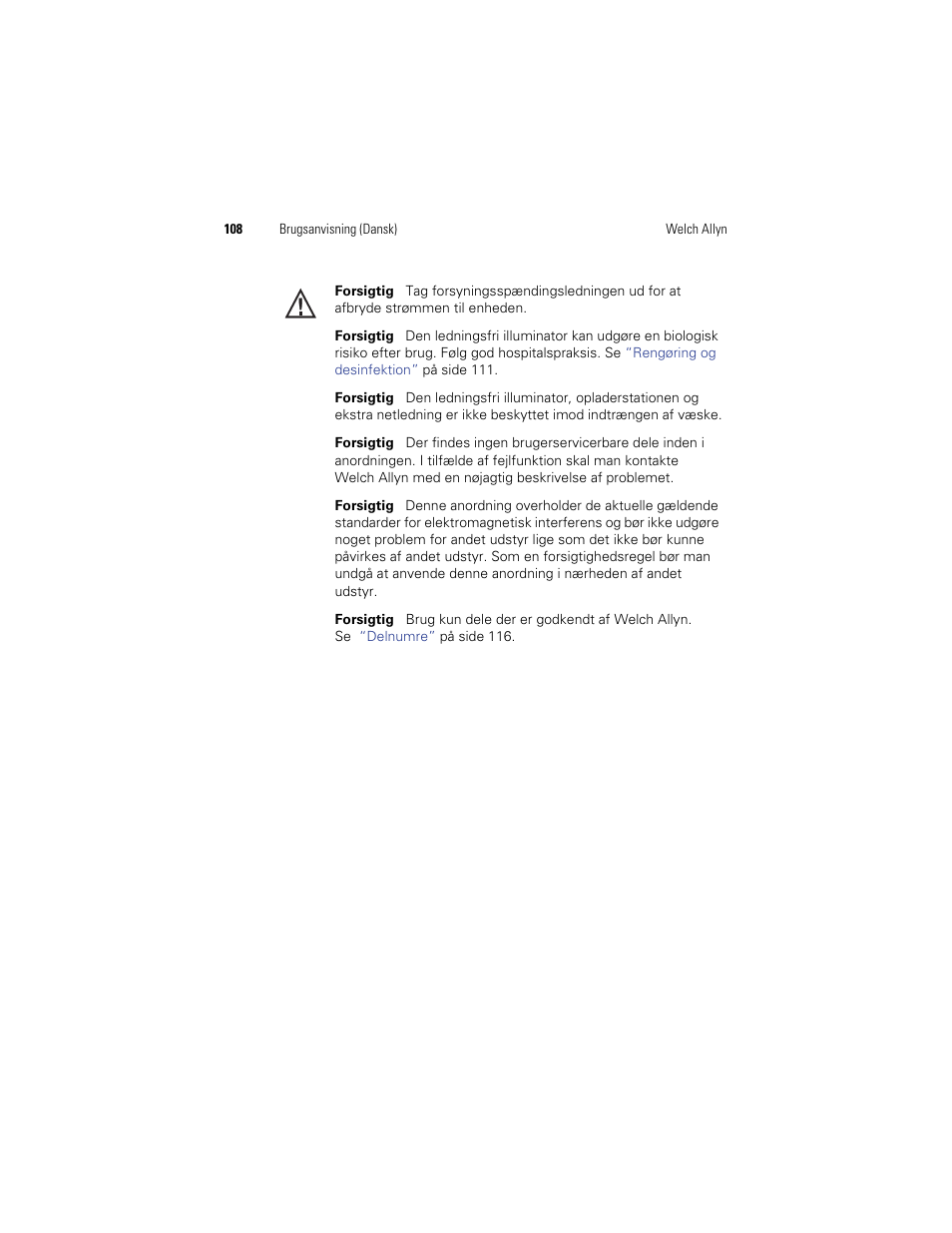 Welch Allyn KleenSpec 790 Series Cordless Illumination System - User Manual User Manual | Page 110 / 222