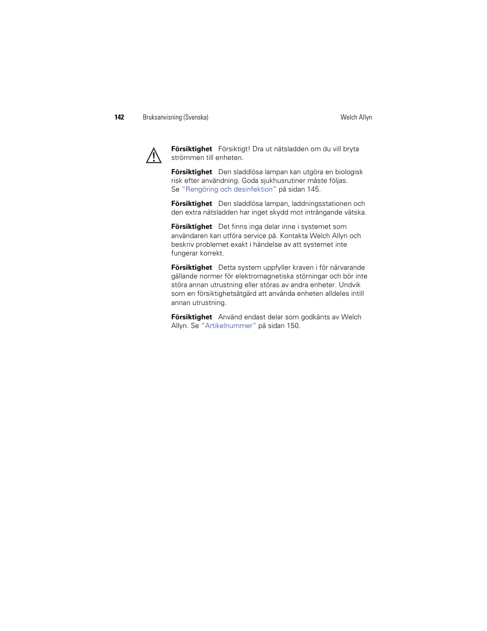Welch Allyn KleenSpec 790 Series Cordless Illumination System - User Manual User Manual | Page 144 / 222