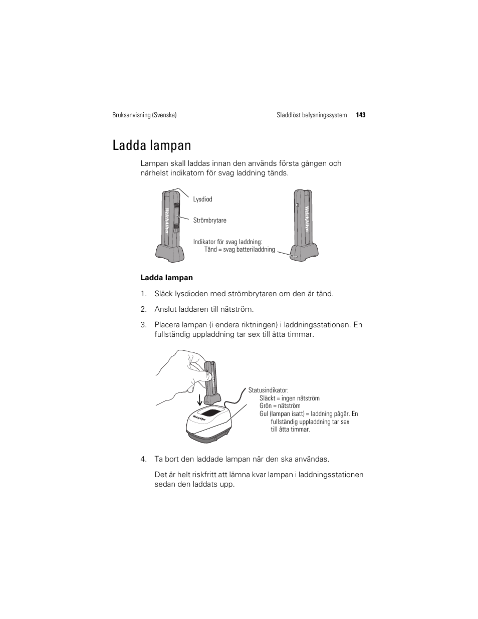 Ladda lampan | Welch Allyn KleenSpec 790 Series Cordless Illumination System - User Manual User Manual | Page 145 / 222