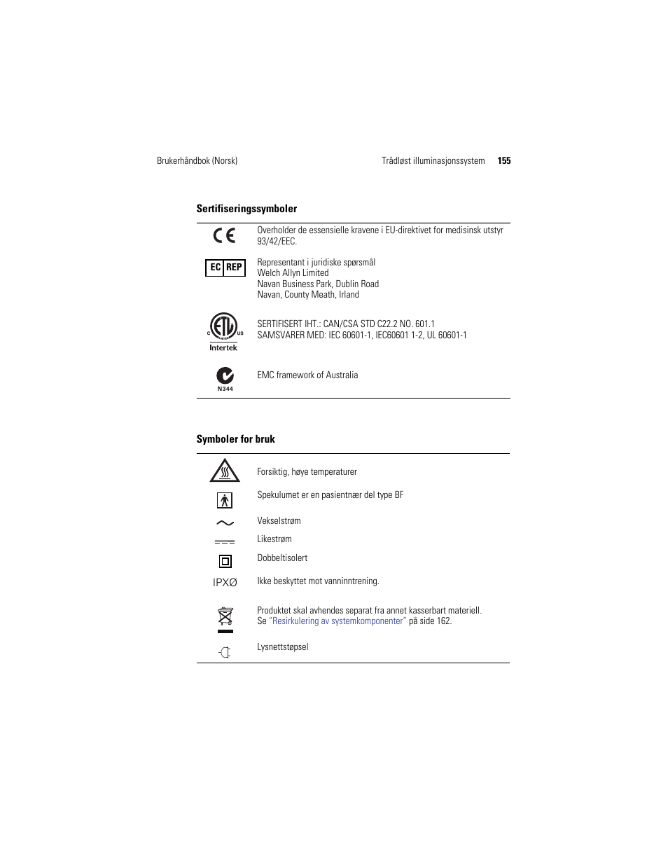 Welch Allyn KleenSpec 790 Series Cordless Illumination System - User Manual User Manual | Page 157 / 222