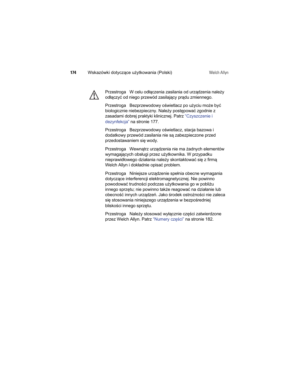 Welch Allyn KleenSpec 790 Series Cordless Illumination System - User Manual User Manual | Page 176 / 222