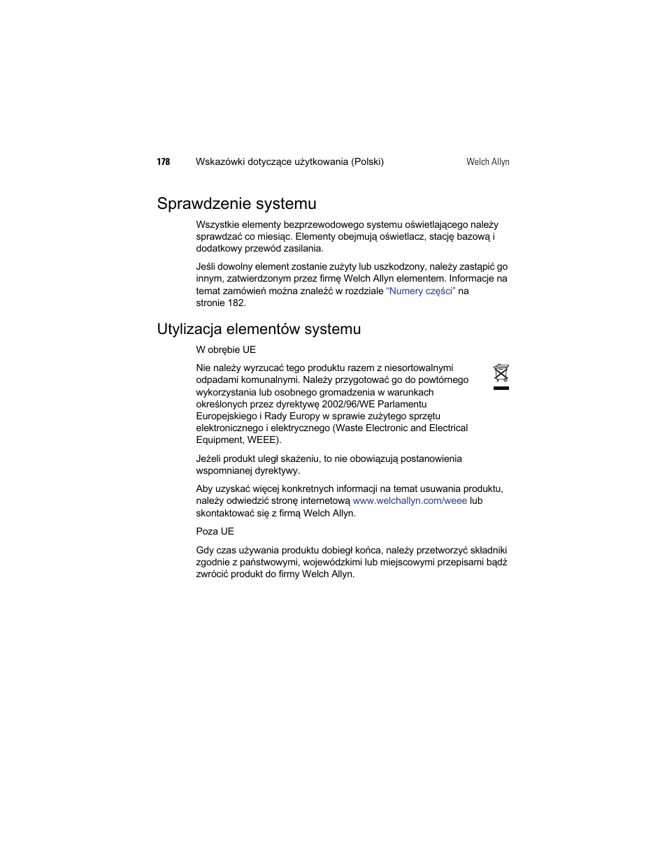 6sudzg]hqlhv\vwhpx, 8w\ol]dfmdhohphqwµzv\vwhpx | Welch Allyn KleenSpec 790 Series Cordless Illumination System - User Manual User Manual | Page 180 / 222