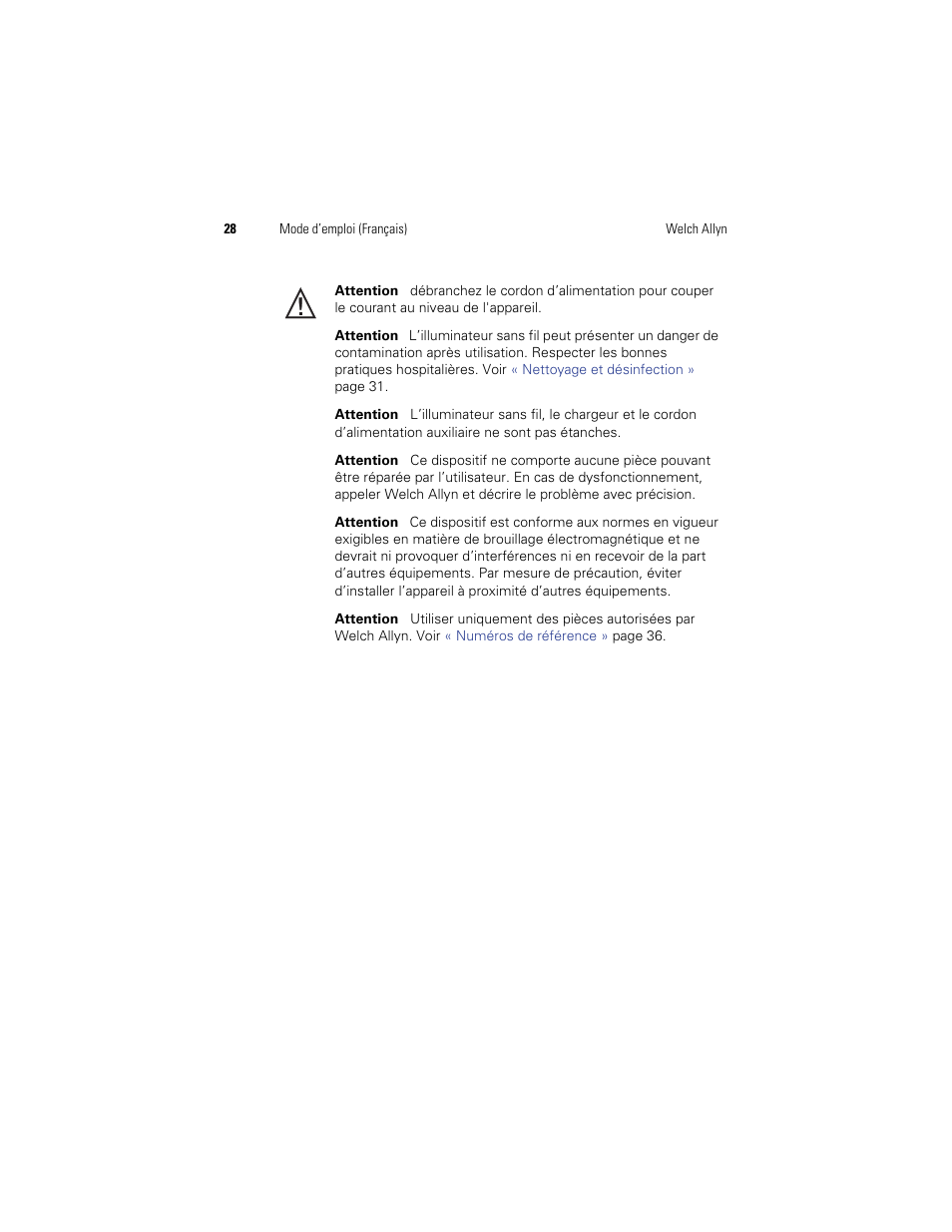 Welch Allyn KleenSpec 790 Series Cordless Illumination System - User Manual User Manual | Page 30 / 222