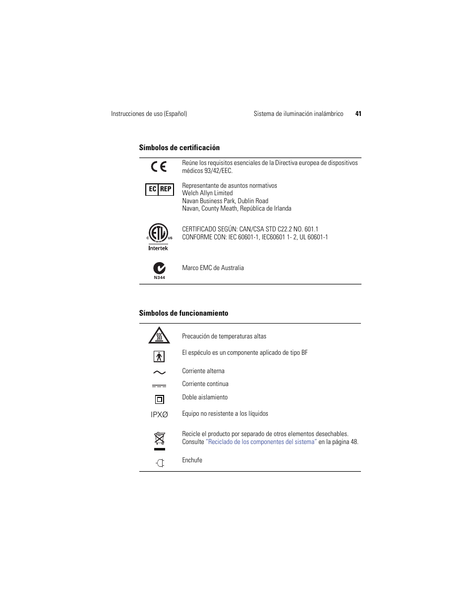 Welch Allyn KleenSpec 790 Series Cordless Illumination System - User Manual User Manual | Page 43 / 222