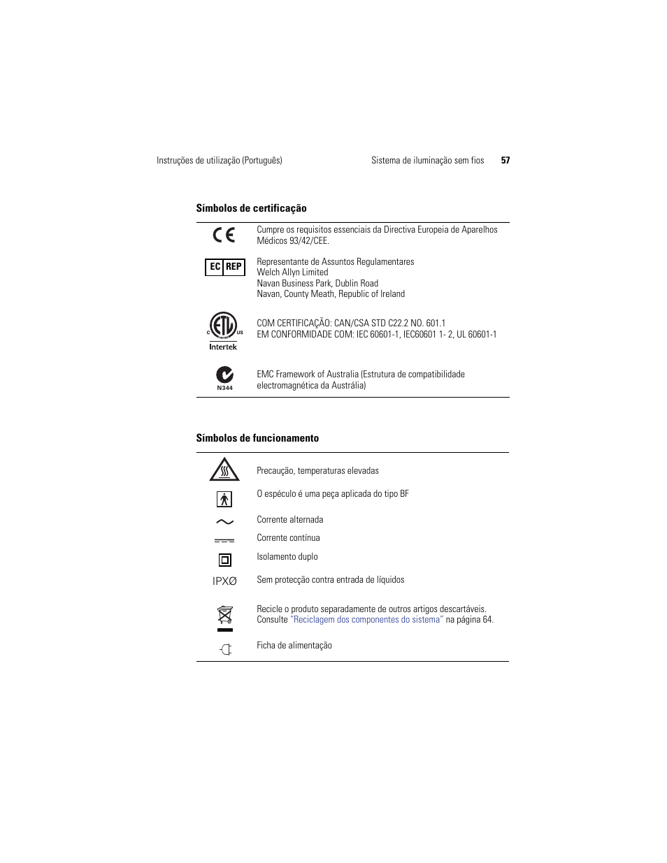 Welch Allyn KleenSpec 790 Series Cordless Illumination System - User Manual User Manual | Page 59 / 222