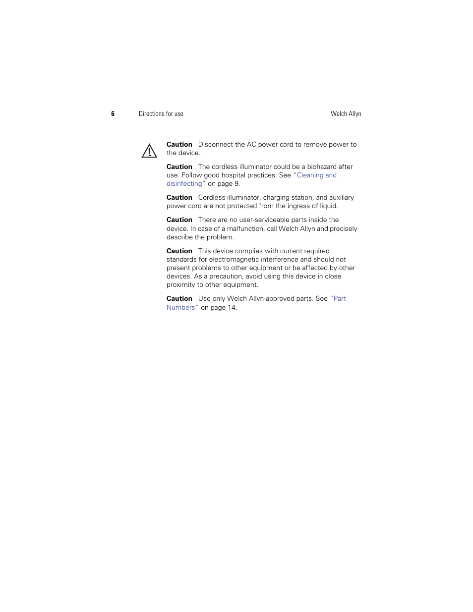 Welch Allyn KleenSpec 790 Series Cordless Illumination System - User Manual User Manual | Page 8 / 222