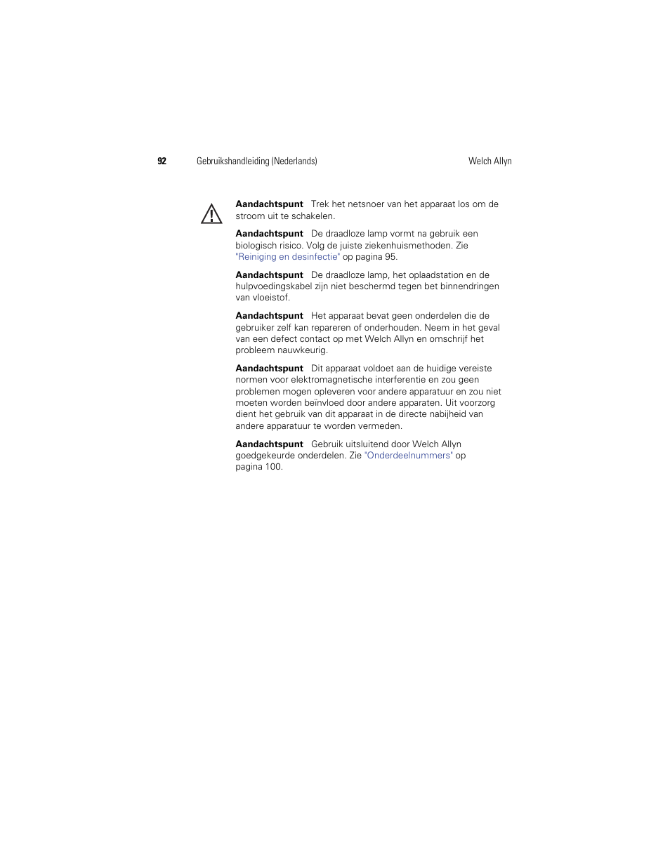 Welch Allyn KleenSpec 790 Series Cordless Illumination System - User Manual User Manual | Page 94 / 222