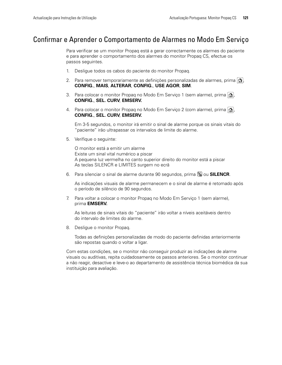 Serviço | Welch Allyn Propaq CS Monitor - User Manual User Manual | Page 129 / 152