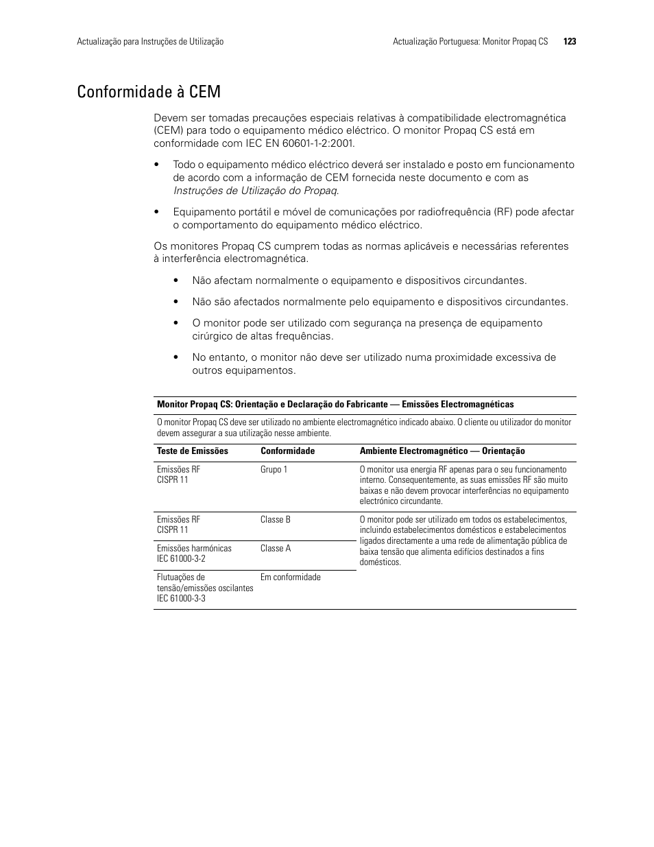 Conformidade à cem | Welch Allyn Propaq CS Monitor - User Manual User Manual | Page 131 / 152