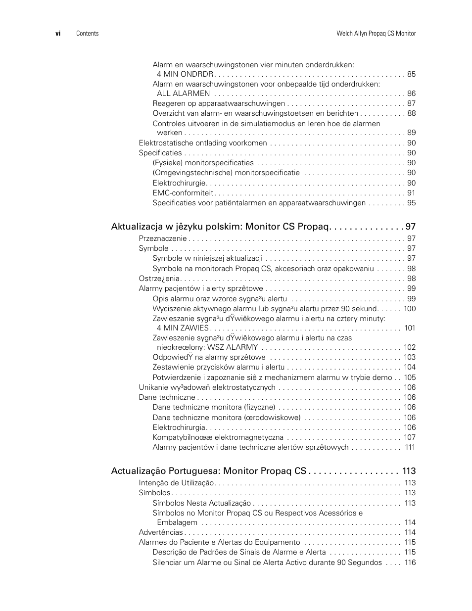 Welch Allyn Propaq CS Monitor - User Manual User Manual | Page 6 / 152