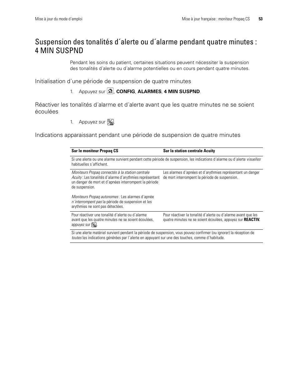 4 min suspnd | Welch Allyn Propaq CS Monitor - User Manual User Manual | Page 61 / 152