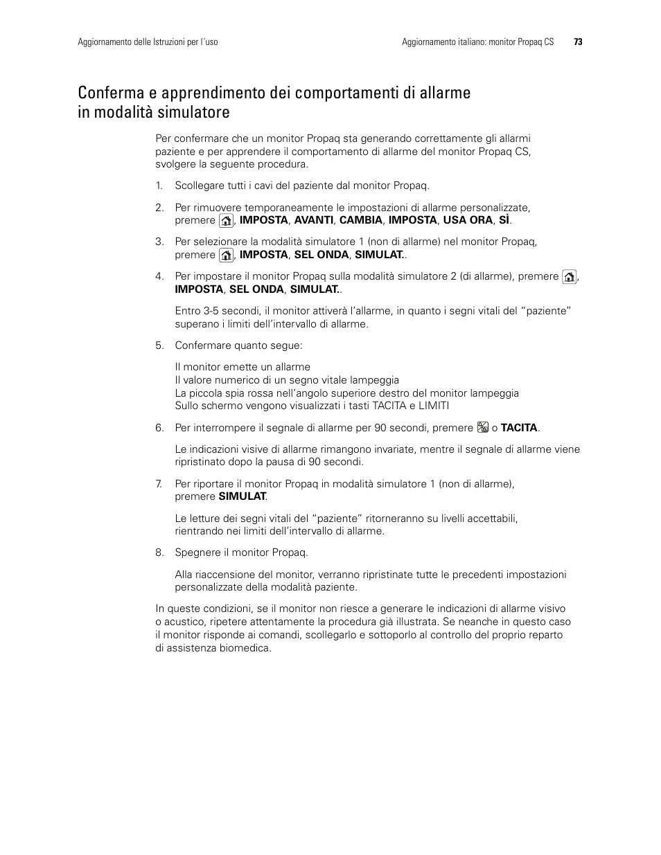 Modalità simulatore | Welch Allyn Propaq CS Monitor - User Manual User Manual | Page 81 / 152