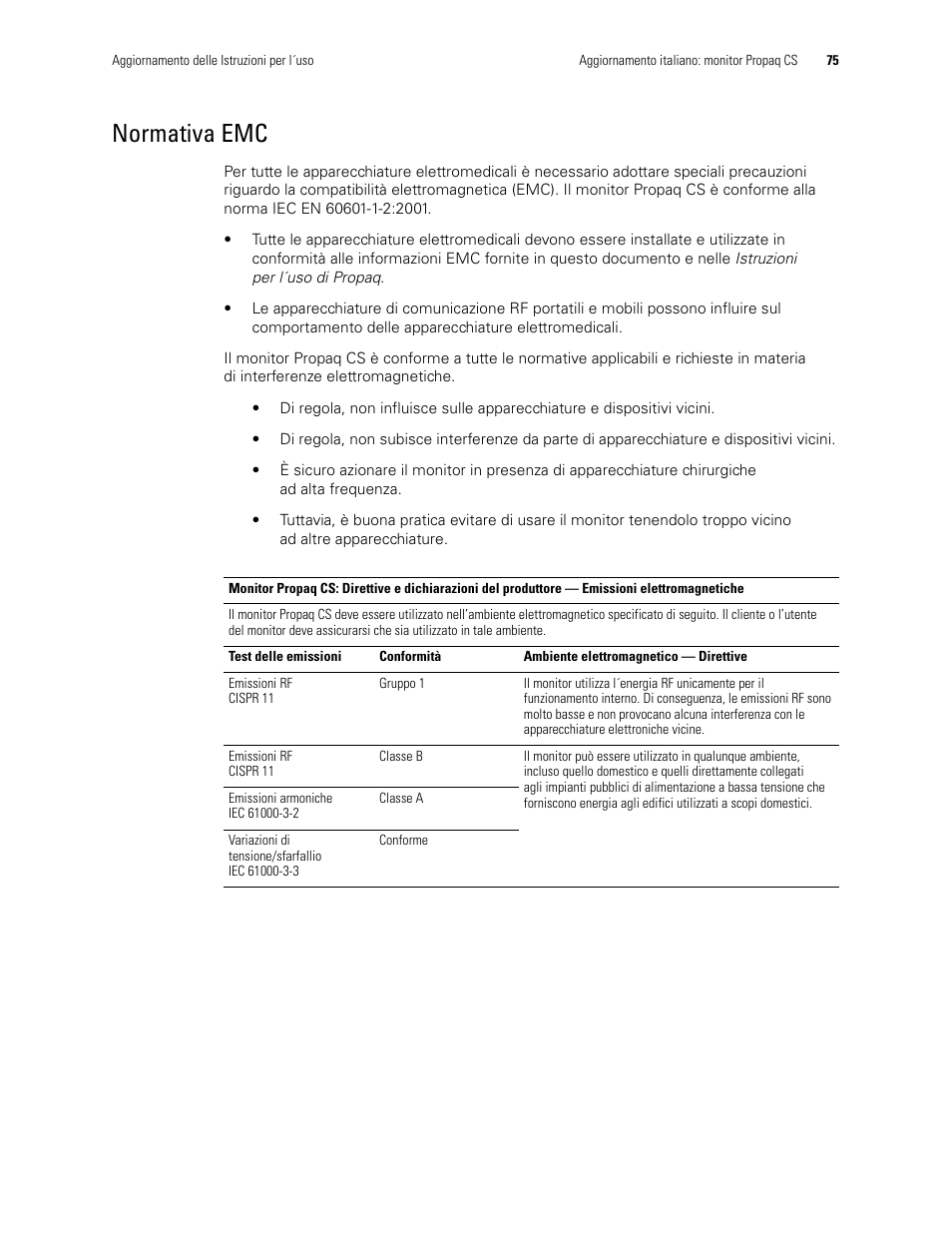 Normativa emc | Welch Allyn Propaq CS Monitor - User Manual User Manual | Page 83 / 152