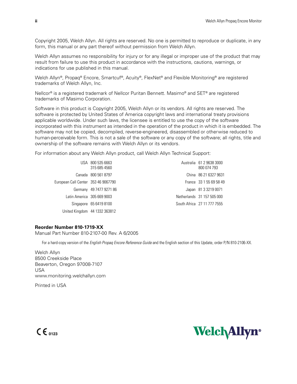 Welch Allyn Propaq Encore Monitor - User Manual User Manual | Page 2 / 136