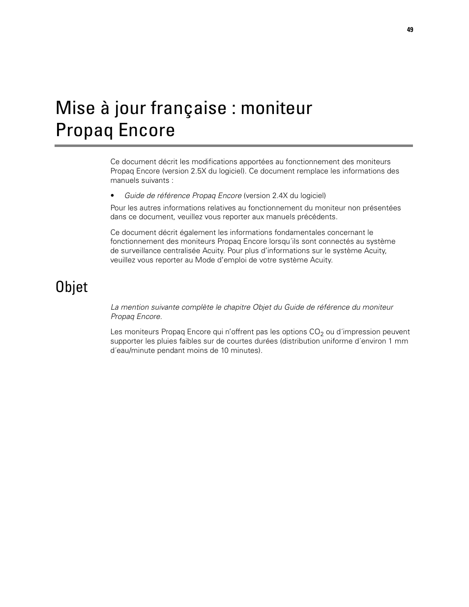 Mise à jour française : moniteur propaq encore, Objet | Welch Allyn Propaq Encore Monitor - User Manual User Manual | Page 57 / 136